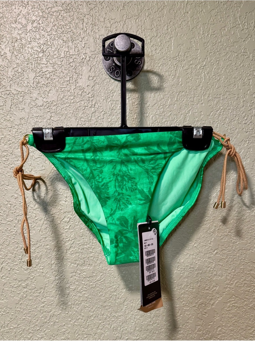 Vix PaulaHermanmy Green Floral Tie-Side One-Piece Swim Bottom NWT S
